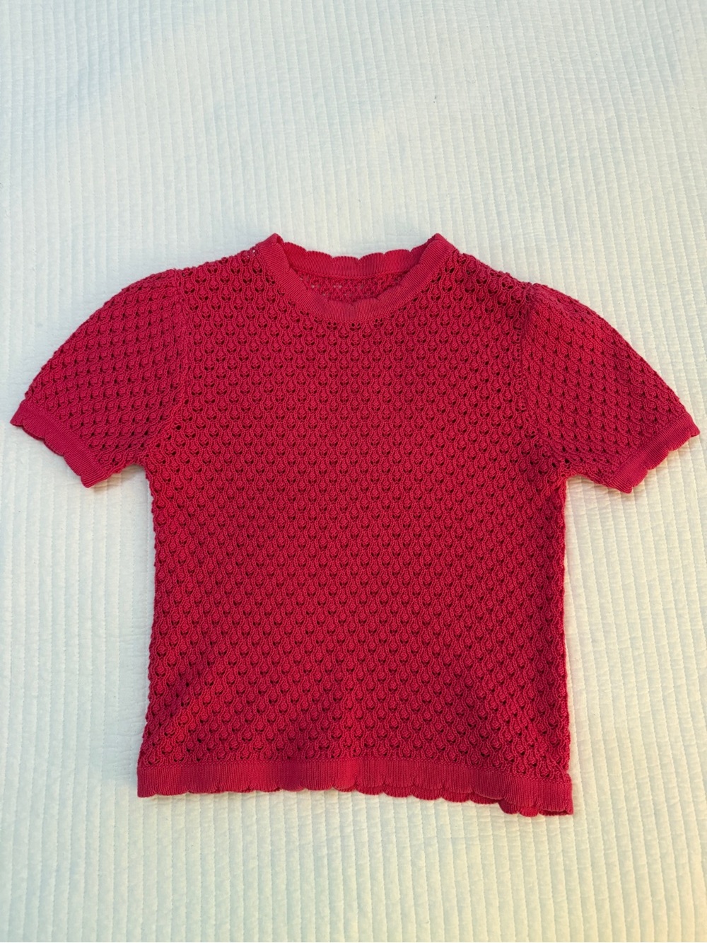 Elizabeth and  James XS Pink Open-Weave Knit Short Sleeve Sweater Top